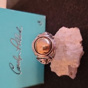 Carolyn Pollack Sterling and Brass Cabachon Scroll Ring